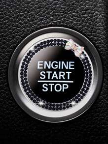 1pc One Click Start Decorative Ring Car Double Row Bow Crystal Ignition Ring Ignition Switch Button Decoration Car Interior Decoration - Multicolor - View 15