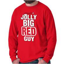 Christmas Jolly Big Red Guy Santa Mens Long Sleeve Tee T Shirt