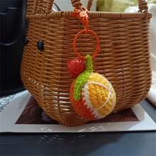 Handmade Crochet Fruit Keychain Pendant, Creative Knitted Fruit Design Keyring, Multicolor Backpack Charm, Phone Decoration - Multicolor - View 6