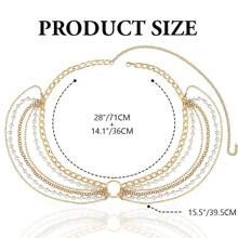 Waist Chain Beads Belly Chains Sparkly Body A - 金色 - 查看 3