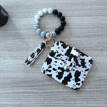 硅胶串珠手链钥匙扣、PU 皮革信用卡夹、带钥匙圈的多槽卡盒、牛皮印花钱包和零钱包