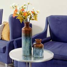 European & American Vintage Blue High-Grade Ceramic Vase For Home Decoration, Suitable For Living Room, Dining Room, Bedroom And Dry Flowers Arranging Gifts Birthday Graduation Back To School Room Decor School Supplies Flower Vase Glass Vase