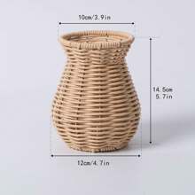 Jarrón de ratán tejido a mano, jarrón de flores de estilo rústico para decoración de escritorio interior - Multicolor - Ver 11