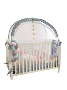 1個蒙古包風格的防兒童防蚊帶拉鍊單門簡易快速自動展開嬰兒床蚊帳 - 灰色 - 查看 8