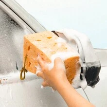 2pcs Scratch-Free Thickened Car Paint Honeycomb Sponge, Car Washing Sponge For Water Absorption - Yellow - View 1