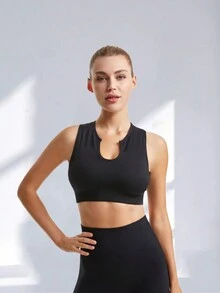 3 Packs Seamless Sports Bras With Removable Pads Workout Tops Ribbed Crop Tank Tops Wide Straps Racerback Non Wired Comfort Tank Top Set - Multicolor - View 5