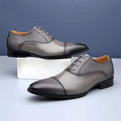 Men's New Euro Size Square Toe Three-Piece Spliced Wedding Dress Shoes, Euro Size Square Toe Fashion Business Shoes And Euro Size British Fashionable Dress Shoes