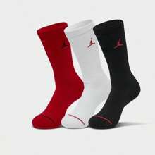 Calcetines de tripulación para uso diario para hombres (paquete de 3) - DX9632-918/Rojo/Blanco/Negro - Ver 1