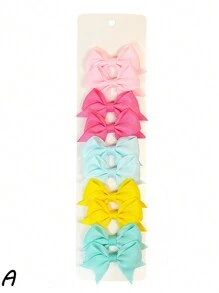 10pcs/Set Lovely Solid Color Ribbon Bow Hair Clips Handmade Hair Bow Barrettes Hair Accessories,Hair Barrettes Claw Clips