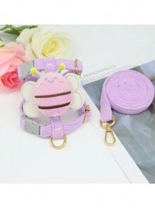 全新卡通狗牽引帶胸背帶套裝，錐形胸背帶寵物牽引帶，適用於狗和貓走路