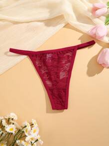1st Kvinnor Sexiga Blommor Spets Låg Midja G-String Trosa Underkläder - Röd - Visa 7