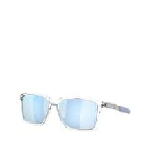 Oakley Kính mát hình chữ nhật phân cực, 56 mm - Chất rắn phân cực trong suốt/xanh lam - Xem 1