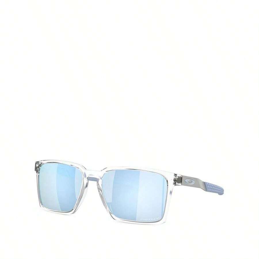 Oakley Kính mát hình chữ nhật phân cực, 56 mm - Chất rắn phân cực trong suốt/xanh lam - Xem 1
