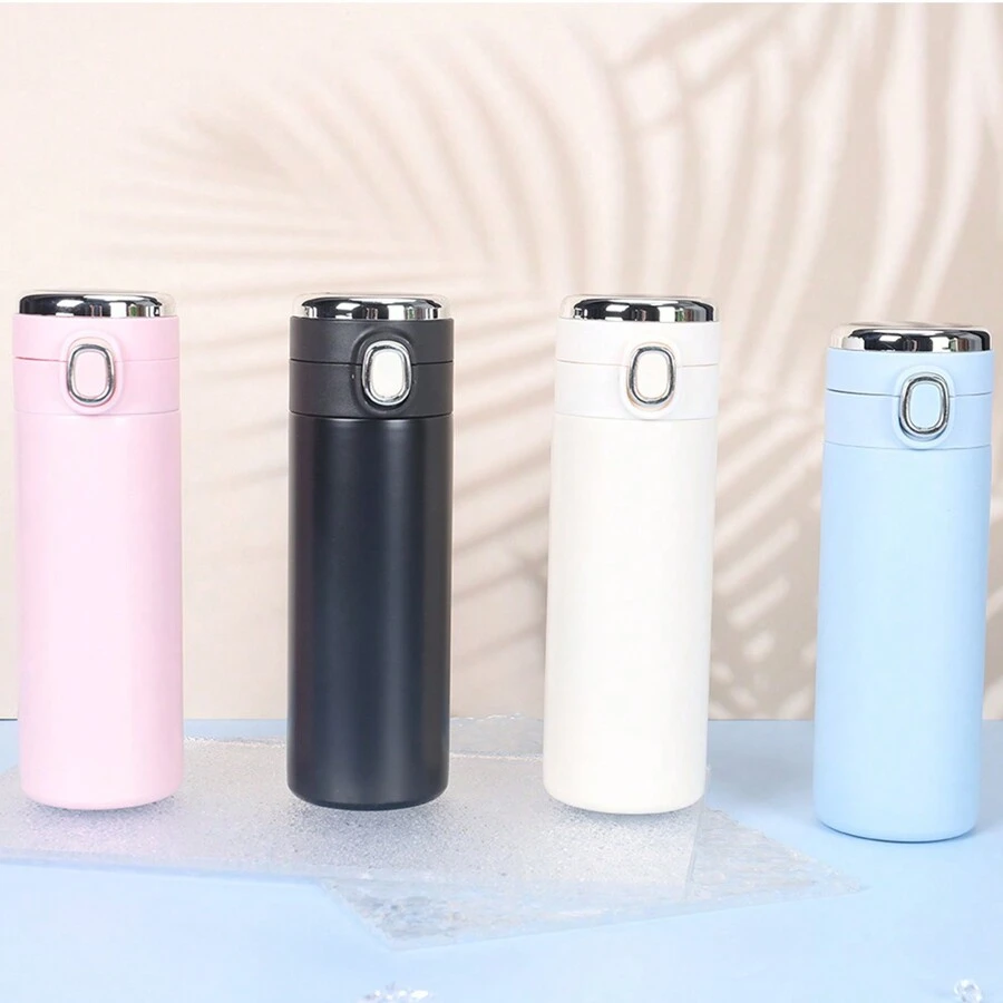 1pc Stainless Steel Bouncing Cover Pea Cup, Mini Double-Layer Vacuum Intelligent  Cup With Logo, Gift Water Cup - Multicolor - View 1