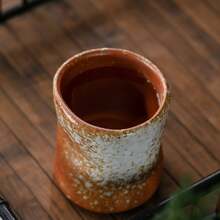 1pc Handmade Rough Pottery Pleated Cup, Asymmetrical Folded Paper Cup Style, Vintage Ceramic Tea Cup For Hosts And Coffee - Multicolor - View 11