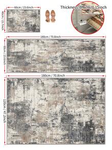 1 Tấm Thảm Siêu Nhẹ In Hình Trừu Tượng Có Thể Giặt Được, Thảm Hiện Đại Thích Hợp Cho Phòng Khách, Phòng Ngủ, Phòng Ăn, Văn Phòng Và Nhà Bếp, Chống Trơn Trượt & Chống Bám Bẩn, Trang Trí Phòng - Xám - Xem 2
