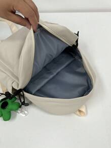 Mochila de nailon ligera y minimalista de unicolor para mujer