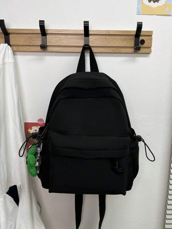 Mochila de nailon ligera y minimalista de unicolor para mujer