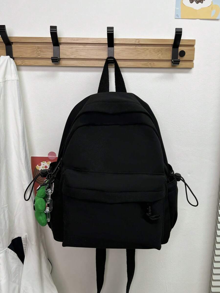 Mochila de nailon ligera y minimalista de unicolor para mujer