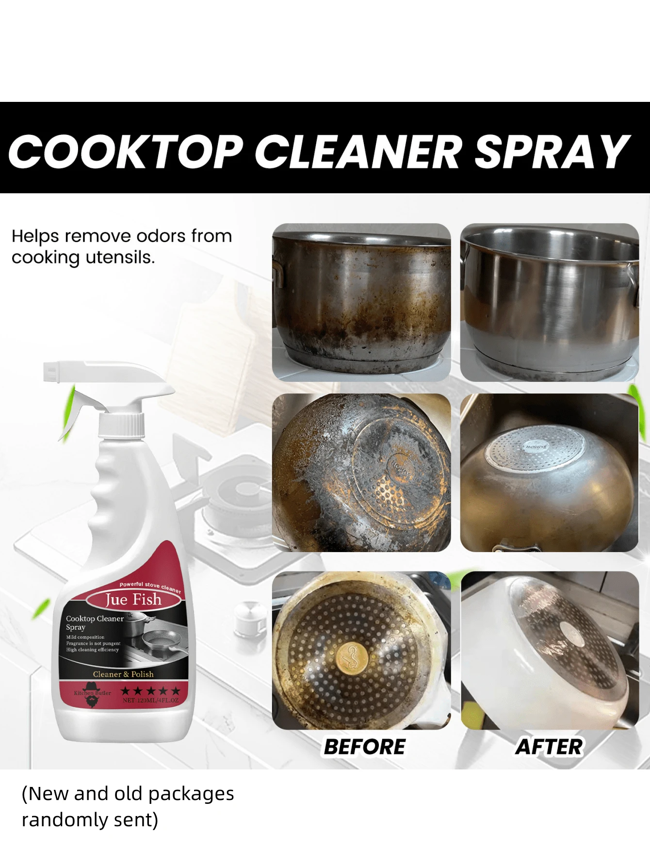 1pc Kitchen Foam Cleaner Kitchen Cooktop Degreaser, Kitchenware Black