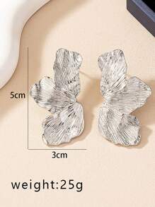 2pcs Unique Asymmetrical Petal Design Zinc Alloy Earrings, Vintage  Women's Summer Holiday Ear Studs