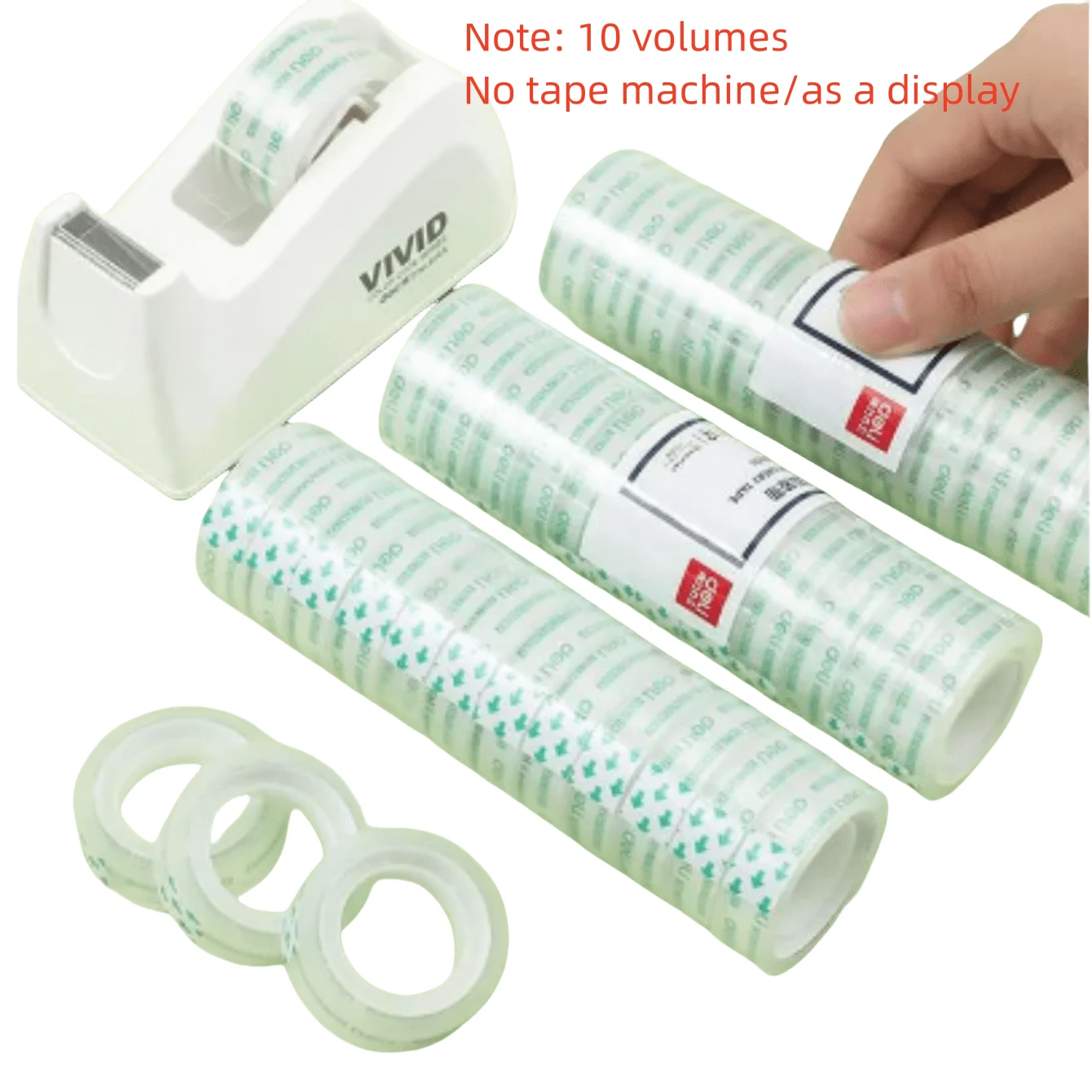 10入組透明文具膠帶，為辦公室和學生提供藝術手工膠帶（附註：膠帶內部隨機圖案） - 透明色 - 查看 1