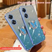 Ốp điện thoại mạ điện hình bướm kim loại có thể gập lại tương thích với OPPO A60 A77S A77 A18 A38 RENO7Z RENO11 F RENO8Z 8T. Ốp điện thoại mạ điện sáng bóng có in hình bướm và vỏ bảo vệ. Ốp điện thoại mềm mạ điện lấp lánh nhiều màu thời trang dành cho nữ. Ốp bảo vệ chống sốc tương thích. - Mạ điện lấp lánh bạc + khung bướm kim loại - Xem 2