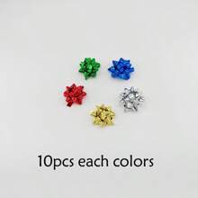 50入組1英寸星形結帶，適用於禮品盒裝飾情人節母親節感恩節萬聖節聖誕節新年禮品盒裝飾禮品包裝禮籃裝飾生日包裝假日裝飾花圈裝飾婚禮裝飾新娘派對裝飾等等。 - 彩色 - 查看 9