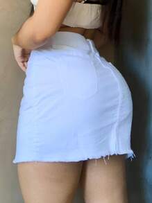 Women Denim Skirts - White - View 2