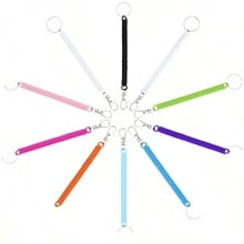 10入組 4寸螺旋彈性彈簧鎖匙扣，帶龍頭扣環，用於鎖匙、錢包、手機和其他貴重物品的防盜彈性安全鎖匙扣，10種顏色 - 彩色 - 查看 1