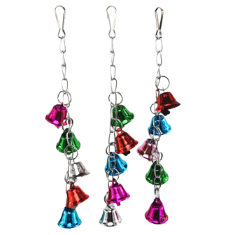 1 件随机颜色组合鹦鹉铃铛玩具，彩色铃铛，鸟笼配件，咀嚼和秋千玩具