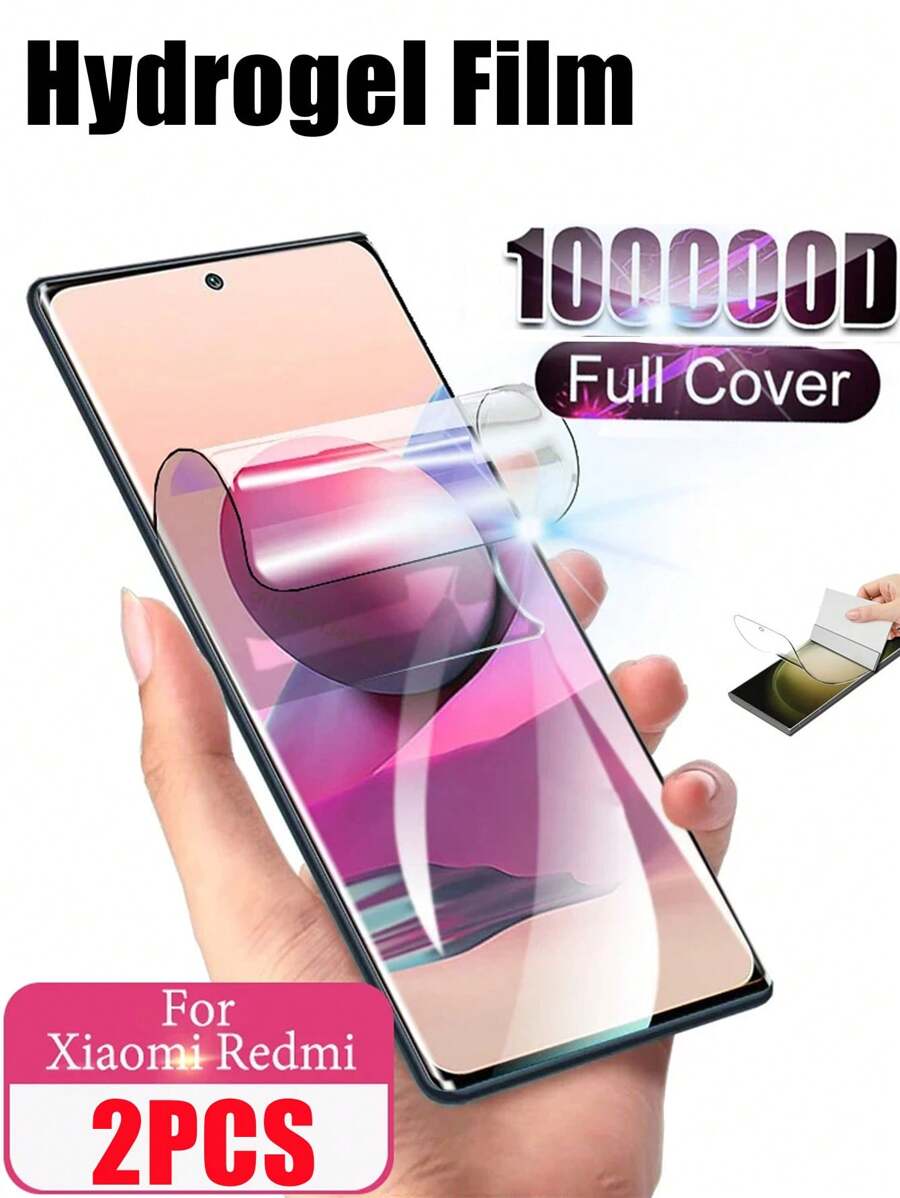 2 片装高清全覆盖软水凝胶膜防刮屏幕保护膜无气泡兼容 Redmi Note 14 13 Pro+ Pro 4G 5G 兼容小米 14 13 15 12 11 Lite Ultra Pro 防爆防刮保护膜屏幕保护必需品，适用于日常防护、办公室、家庭手机屏幕保护膜手机配件防水防震防摔防摔防指纹
