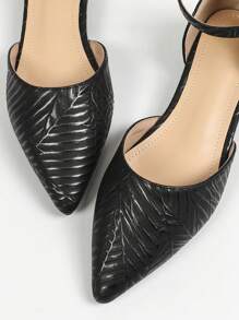 Scarpe da donna con tacco basso/largo, collo basso, punta appuntita, slip-on, con design traforato, adatte per lavoro e ufficio