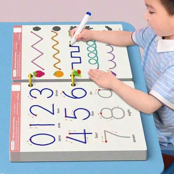 Montessori Painting Toy, Pen Control Training Erasable Paper, Fun Children's Early Education Shape Math Competition Game Exercise Book, Learning Activity Educational ToyOffice, School, Drawing,Student,Markers,Stationery,Boys,Girls,School Supplies