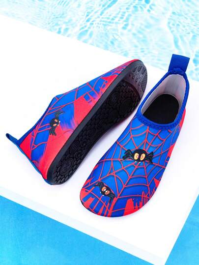 Spider Kids Summer Outdoor Beach Shoes, Blue Spider Soft Bottom Lightweight Breathable Water Shoes For Swimming, Beach, Hiking, Boys