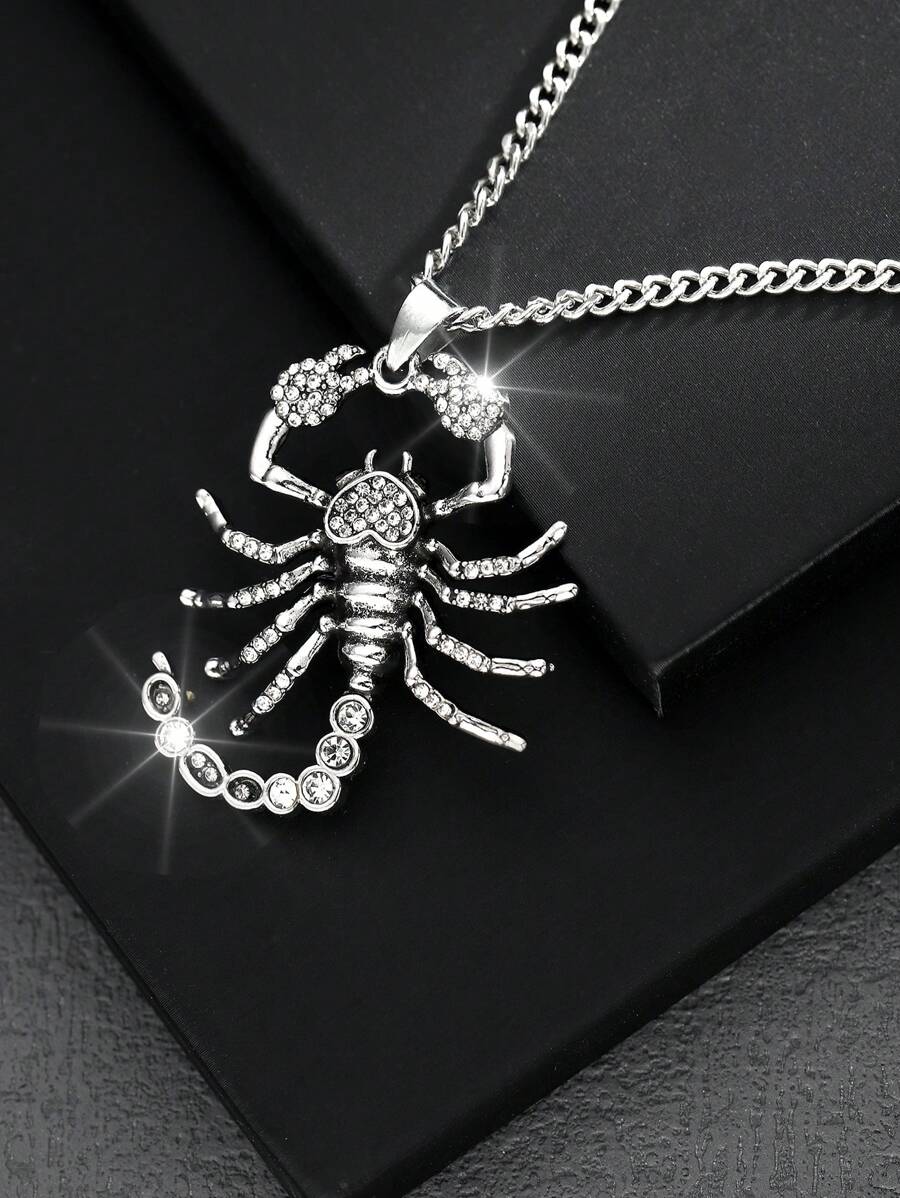 1 Máy Tính Thời Trang Retro Hình Bọ Cạp Rỗng Ra Hợp Kim Mặt Dây Chuyền Vòng Cổ Dát Kim Cương Giả Dành Cho Nam Phong Cách Hip Hop