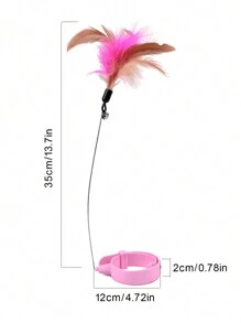 Cat Teaser Wand Toy, Automatic Feather Spinning Headgear For Cats To Self-Play Helps Release Energy - Pink - View 8