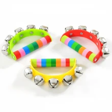 1pc Wooden Handheld Bell With Leather Strip And Five Bells, Musical Instrument Toy For Indoor Use - Multicolor - View 4