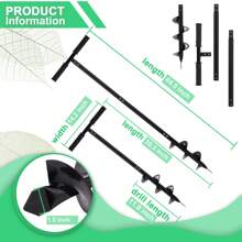 2 In 1 Hand Drill Auger Post Hole Digger – 44.5 Inch Manual Garden Spiral Drill Planter For Bulb, Flower, Seedlings, Bedding Plants, Fence Post Auger For Trees, Mailbox, Deep Cultivating. - 黑色 - 查看 3