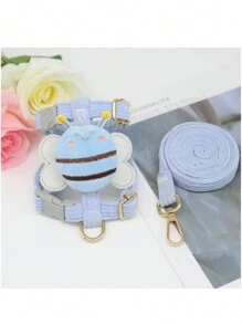 全新卡通狗牽引帶胸背帶套裝，錐形胸背帶寵物牽引帶，適用於狗和貓走路