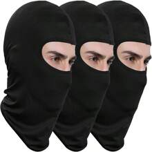3 Stücke Herren/Damen Ski Maske Balaclava Vollgesichtsmaske, Sommer kühle Nackenmaske, UV-Schutz Motorrad Ski Schal, winddichte Balaclava Sonnenschutz atmungsaktive Gesichtsmaske feuchte Tücher, UV-Schutz Ski Schal, geeignet für Männer und Frauen zum Rollenspiel, Outdoor Reiten, Motorrad, Fahrrad, Skateboarden, Wandern - 3 Stück schwarz - Übersicht 1