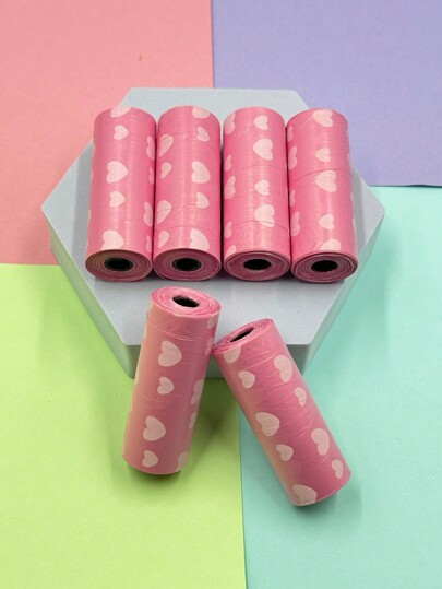 3-20 Rolls Heart-Shaped Pet Waste Bags, Cat Dog Poop Bags, Cat Litter Bags, Outdoor Cleaning Poop Bags