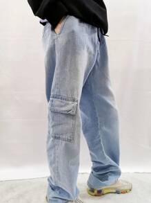 Men Jeans - Blue and White - View 1
