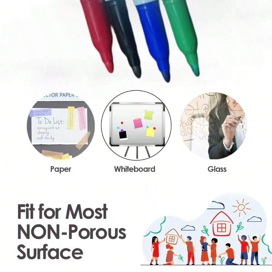 12PCS Whiteboard Markers Pens Erasable Whiteboard Pen Black Fine Point