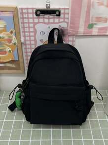 Mochila de nailon ligera y minimalista de unicolor para mujer