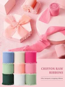 Set da 3 nastri in chiffon sfrangiati tricolore, per matrimoni, profumo, confezioni regalo, accessorio per confezioni regalo deliziose