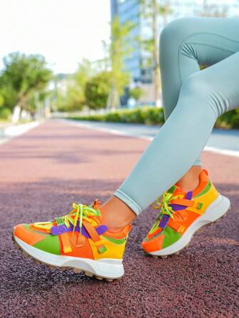 Comfortable Student Sports Shoes For Women With Slip-Resistant Design, Lace-Up Closure, Fashionable And Versatile  Sneakers For Casual Running