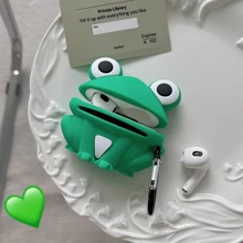 Vỏ AirPods Pro hình chú ếch hoạt hình dễ thương màu xanh lá cây, tương thích với tai nghe Bluetooth không dây thế hệ thứ 1, thứ 2 và thứ 3 của Apple, vỏ bảo vệ để chống rơi - màu xanh lá - Xem 6