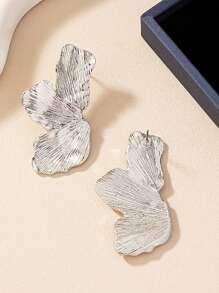 2pcs Unique Asymmetrical Petal Design Zinc Alloy Earrings, Vintage  Women's Summer Holiday Ear Studs