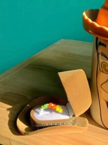 1 Peça Caixa de Anel em Formato de Chapéu de Cowboy Ocidental, Presente de Proposta Surpresa do Dia dos Namorados, Caixa de Brincos Aveludada, Organizador de Joias - Multicolorido - Visão 2